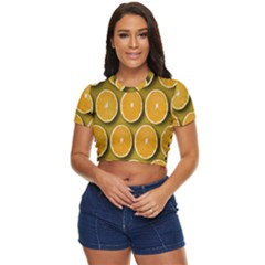 Oranges Slices  Pattern Side Button Cropped Tee by artworkshop