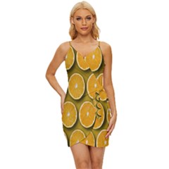 Oranges Slices  Pattern Wrap Tie Front Dress by artworkshop