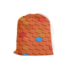 Phone Wallpaper Roof Roofing Tiles Roof Tiles Drawstring Pouch (large) by artworkshop