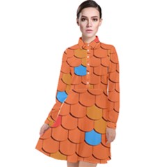 Phone Wallpaper Roof Roofing Tiles Roof Tiles Long Sleeve Chiffon Shirt Dress by artworkshop