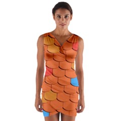 Phone Wallpaper Roof Roofing Tiles Roof Tiles Wrap Front Bodycon Dress by artworkshop