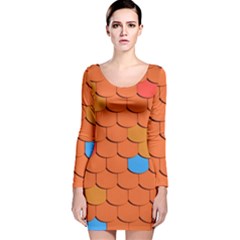 Phone Wallpaper Roof Roofing Tiles Roof Tiles Long Sleeve Velvet Bodycon Dress by artworkshop