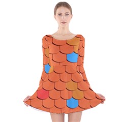 Phone Wallpaper Roof Roofing Tiles Roof Tiles Long Sleeve Velvet Skater Dress by artworkshop