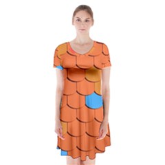 Phone Wallpaper Roof Roofing Tiles Roof Tiles Short Sleeve V-neck Flare Dress by artworkshop