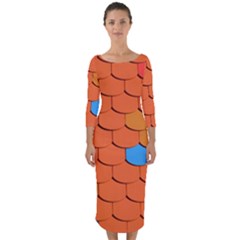 Phone Wallpaper Roof Roofing Tiles Roof Tiles Quarter Sleeve Midi Bodycon Dress by artworkshop