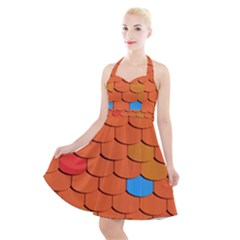 Phone Wallpaper Roof Roofing Tiles Roof Tiles Halter Party Swing Dress  by artworkshop