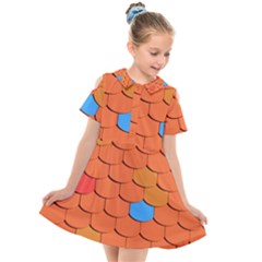 Phone Wallpaper Roof Roofing Tiles Roof Tiles Kids  Short Sleeve Shirt Dress by artworkshop