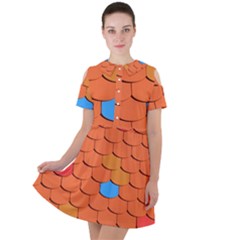 Phone Wallpaper Roof Roofing Tiles Roof Tiles Short Sleeve Shoulder Cut Out Dress  by artworkshop