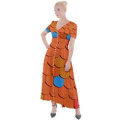 Phone Wallpaper Roof Roofing Tiles Roof Tiles Button Up Short Sleeve Maxi Dress by artworkshop