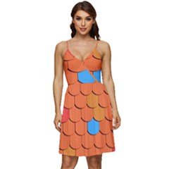 Phone Wallpaper Roof Roofing Tiles Roof Tiles V-neck Pocket Summer Dress  by artworkshop