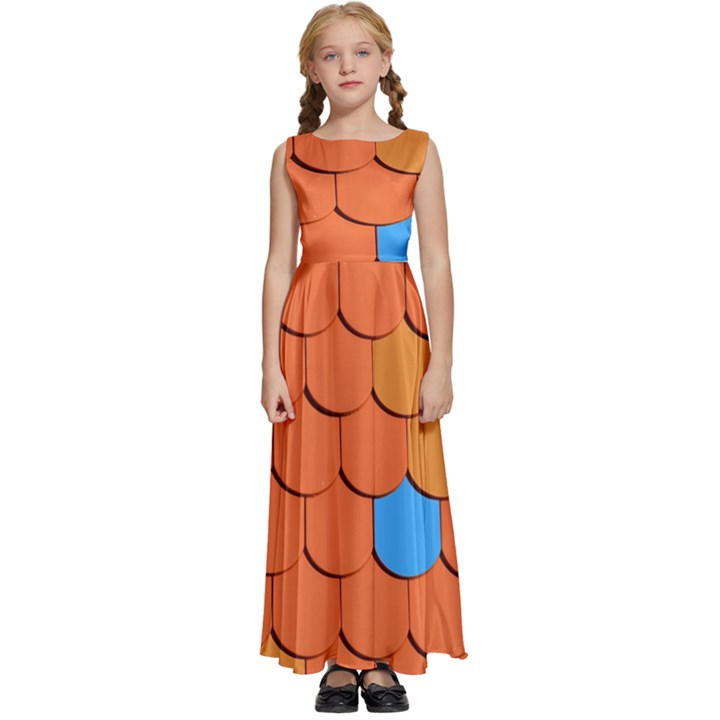 Phone Wallpaper Roof Roofing Tiles Roof Tiles Kids  Satin Sleeveless Maxi Dress