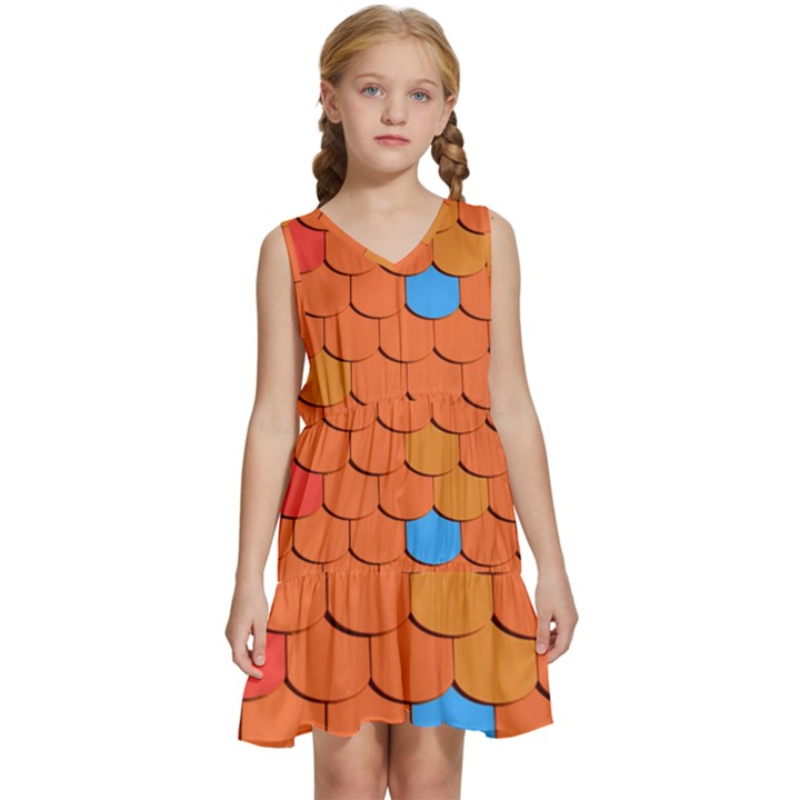 Phone Wallpaper Roof Roofing Tiles Roof Tiles Kids  Sleeveless Tiered Mini Dress