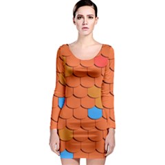 Phone Wallpaper Roof Roofing Tiles Roof Tiles Long Sleeve Bodycon Dress by artworkshop