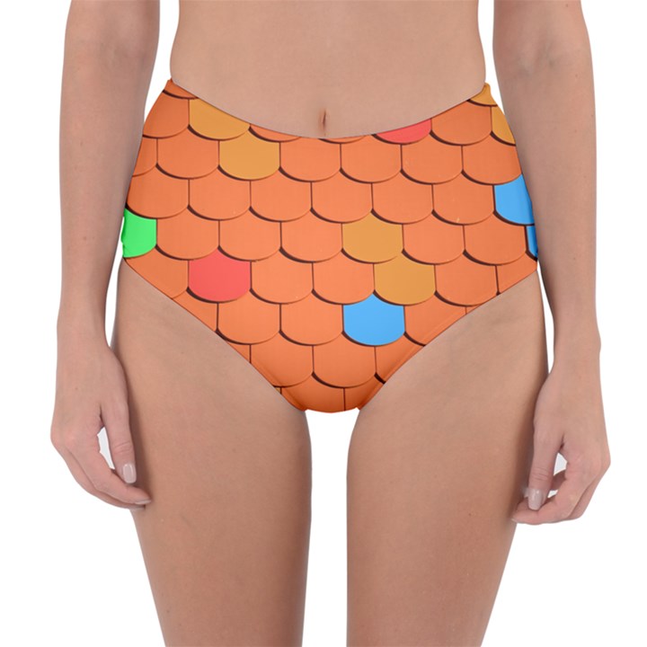 Phone Wallpaper Roof Roofing Tiles Roof Tiles Reversible High-Waist Bikini Bottoms