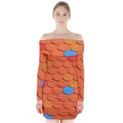 Phone Wallpaper Roof Roofing Tiles Roof Tiles Long Sleeve Off Shoulder Dress by artworkshop