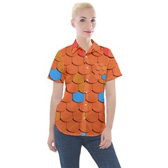 Phone Wallpaper Roof Roofing Tiles Roof Tiles Women s Short Sleeve Pocket Shirt