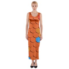 Phone Wallpaper Roof Roofing Tiles Roof Tiles Fitted Maxi Dress by artworkshop