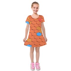 Phone Wallpaper Roof Roofing Tiles Roof Tiles Kids  Short Sleeve Velvet Dress by artworkshop