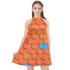 Phone Wallpaper Roof Roofing Tiles Roof Tiles Halter Neckline Chiffon Dress  by artworkshop