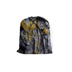 Rock Wall Crevices Geology Pattern Shapes Texture Drawstring Pouch (medium) by artworkshop