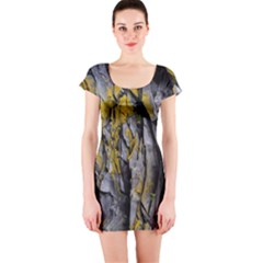 Rock Wall Crevices Geology Pattern Shapes Texture Short Sleeve Bodycon Dress by artworkshop