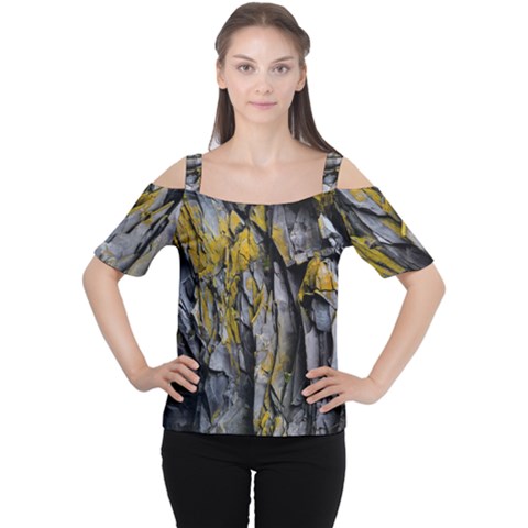 Rock Wall Crevices Geology Pattern Shapes Texture Cutout Shoulder Tee by artworkshop