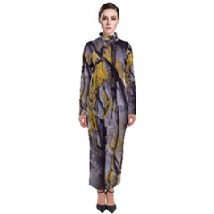 Rock Wall Crevices Geology Pattern Shapes Texture Turtleneck Maxi Dress by artworkshop