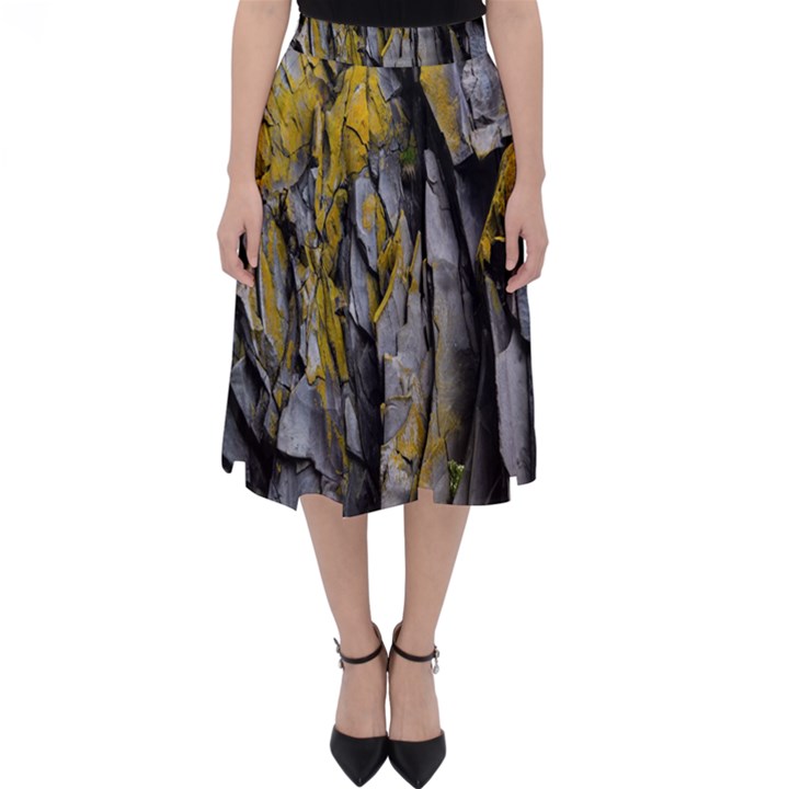 Rock Wall Crevices Geology Pattern Shapes Texture Classic Midi Skirt