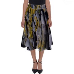 Rock Wall Crevices Geology Pattern Shapes Texture Perfect Length Midi Skirt by artworkshop