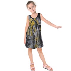 Rock Wall Crevices Geology Pattern Shapes Texture Kids  Sleeveless Dress by artworkshop