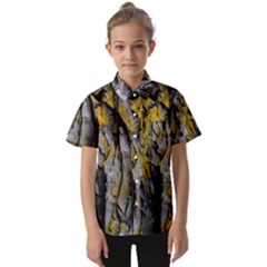 Rock Wall Crevices Geology Pattern Shapes Texture Kids  Short Sleeve Shirt by artworkshop