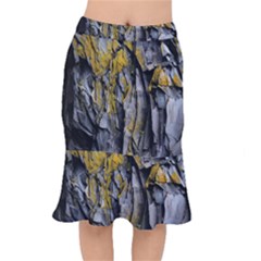 Rock Wall Crevices Geology Pattern Shapes Texture Short Mermaid Skirt by artworkshop