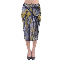 Rock Wall Crevices Geology Pattern Shapes Texture Velvet Midi Pencil Skirt by artworkshop