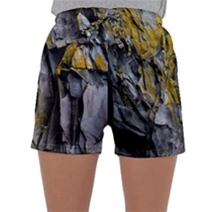 Rock Wall Crevices Geology Pattern Shapes Texture Sleepwear Shorts by artworkshop