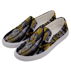 Rock Wall Crevices Geology Pattern Shapes Texture Men s Canvas Slip Ons