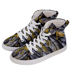 Rock Wall Crevices Geology Pattern Shapes Texture Women s Hi-top Skate Sneakers by artworkshop