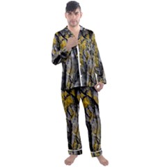 Rock Wall Crevices Geology Pattern Shapes Texture Men s Long Sleeve Satin Pajamas Set by artworkshop