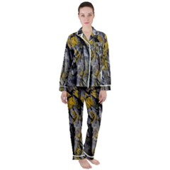 Rock Wall Crevices Geology Pattern Shapes Texture Satin Long Sleeve Pajamas Set by artworkshop