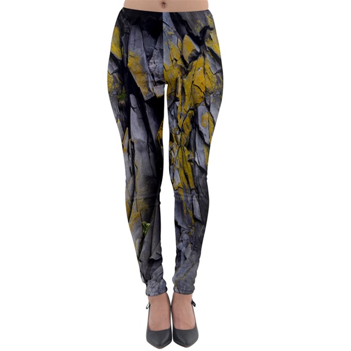 Rock Wall Crevices Geology Pattern Shapes Texture Lightweight Velour Leggings