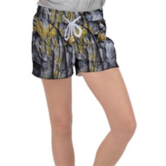 Rock Wall Crevices Geology Pattern Shapes Texture Velour Lounge Shorts by artworkshop