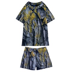 Rock Wall Crevices Geology Pattern Shapes Texture Kids  Swim Tee And Shorts Set by artworkshop