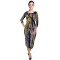 Rock Wall Crevices Geology Pattern Shapes Texture Quarter Sleeve Midi Velour Bodycon Dress View1