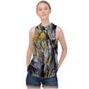 Rock Wall Crevices Geology Pattern Shapes Texture High Neck Satin Top View1