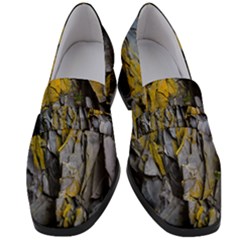 Rock Wall Crevices Geology Pattern Shapes Texture Women s Chunky Heel Loafers by artworkshop