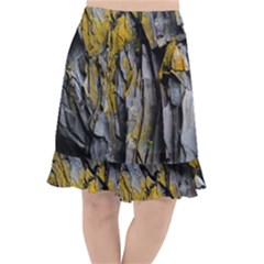 Rock Wall Crevices Geology Pattern Shapes Texture Fishtail Chiffon Skirt by artworkshop