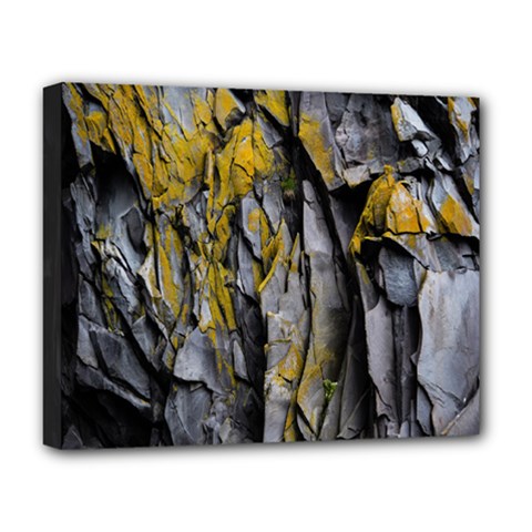 Rock Wall Crevices Geology Pattern Shapes Texture Deluxe Canvas 20  X 16  (stretched) by artworkshop