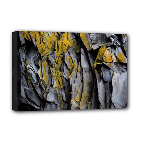 Rock Wall Crevices Geology Pattern Shapes Texture Deluxe Canvas 18  X 12  (stretched) by artworkshop