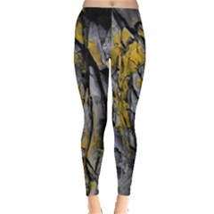 Rock Wall Crevices Geology Pattern Shapes Texture Leggings  by artworkshop