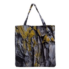 Rock Wall Crevices Geology Pattern Shapes Texture Grocery Tote Bag by artworkshop