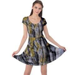 Rock Wall Crevices Geology Pattern Shapes Texture Cap Sleeve Dress by artworkshop